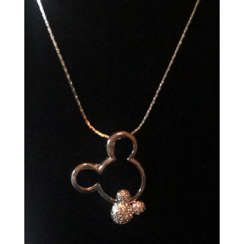 925 Sterling Silver Disney Mickey Minnie Necklace